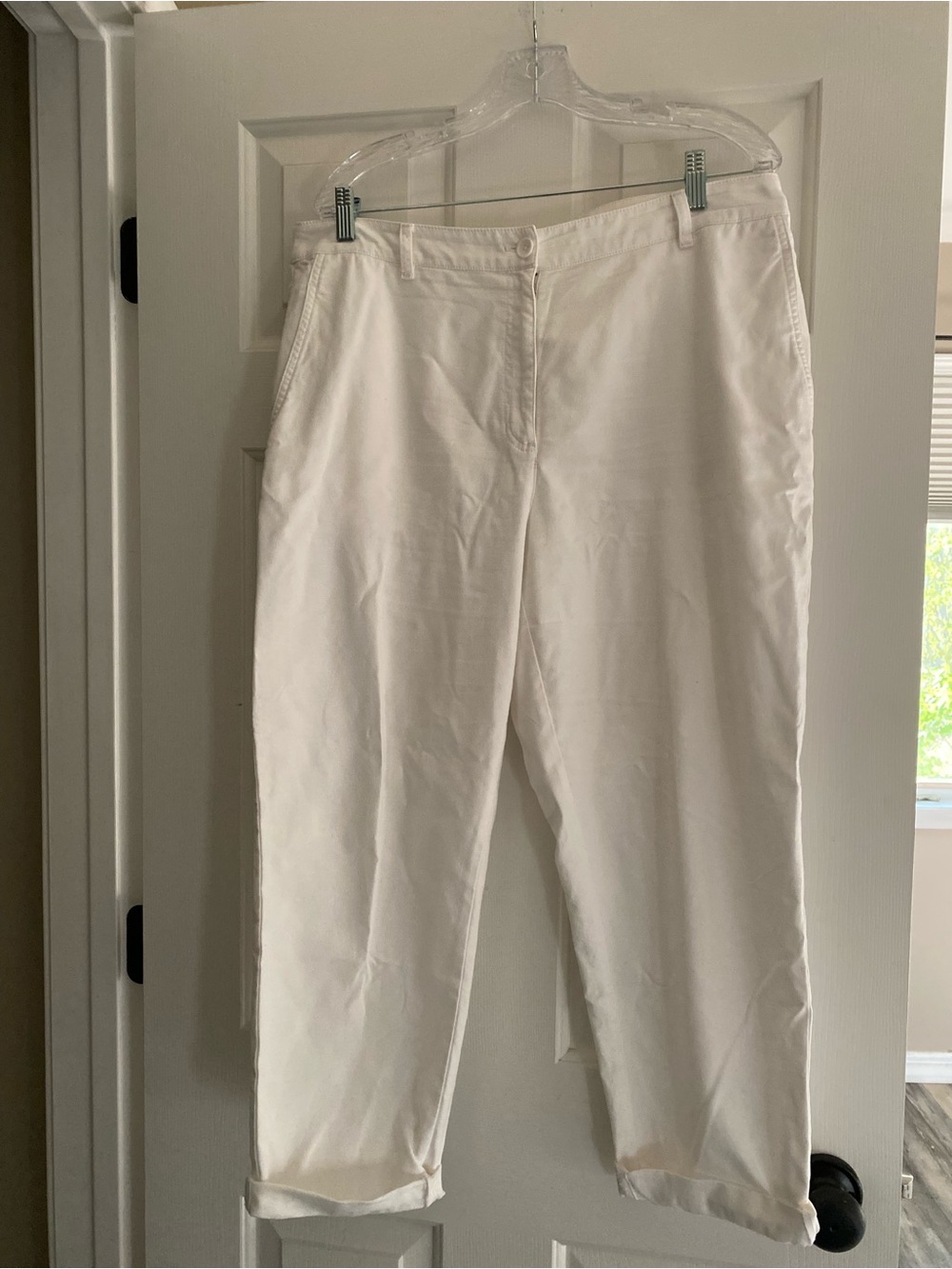 Eileen Fisher Cream Button-Front Pants-100% organic cotton see tag picture.